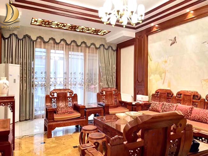 Mẫu sản phẩm rèm cửa phòng khách cho căn phòng nhà phố thêm sự điệu đà