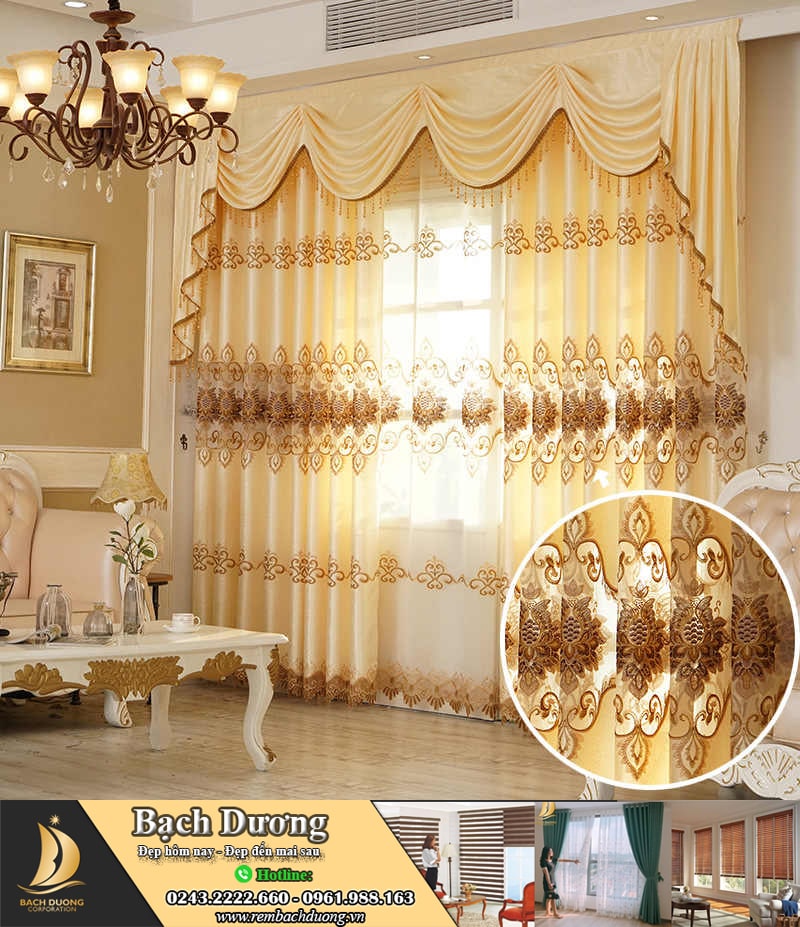 Rèm vải cao cấp tân cổ điển sang trọng tại Bạch Dương