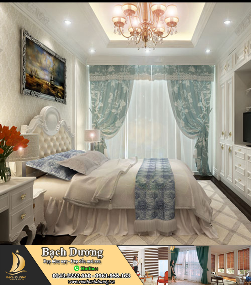 Không gian phòng ngủ sẽ thêm phần lãng mạn với những bộ rèm cửa